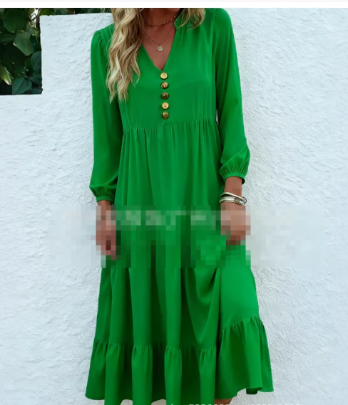 Robe Midi Femme à Manches Longues et Col Rond – Élégante et Flatteuse - Image 4