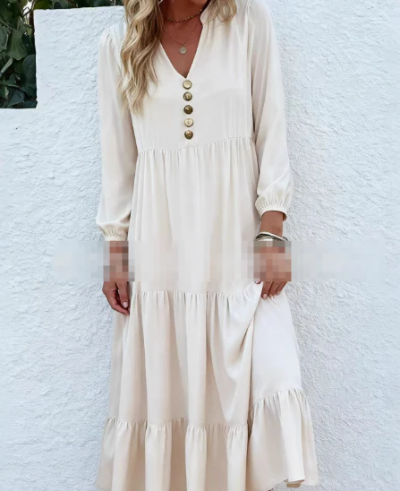 Robe Midi Femme à Manches Longues et Col Rond – Élégante et Flatteuse - Image 6