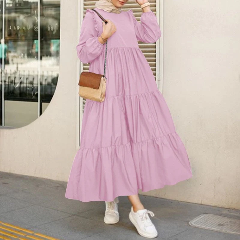 Robe Midi Femme à Manches Longues et Col Rond – Élégante et Flatteuse - Image 7