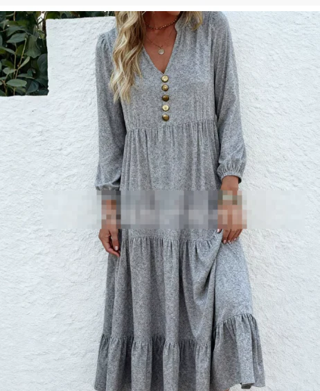 Robe Midi Femme à Manches Longues et Col Rond – Élégante et Flatteuse - Image 8