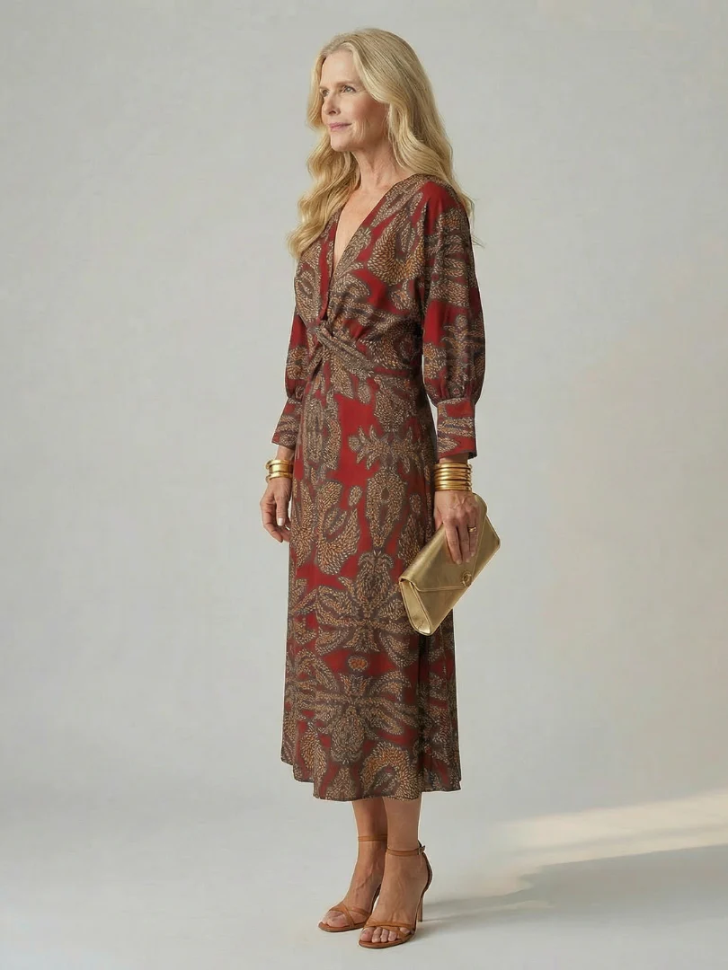 Robe midi femme cache-coeur naturelle - Douce et flatteuse - Image 10