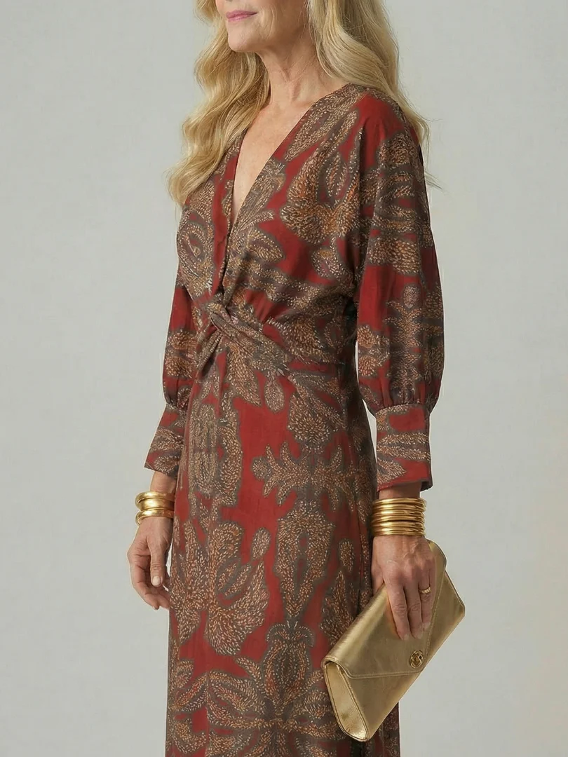Robe midi femme cache-coeur naturelle - Douce et flatteuse - Image 11