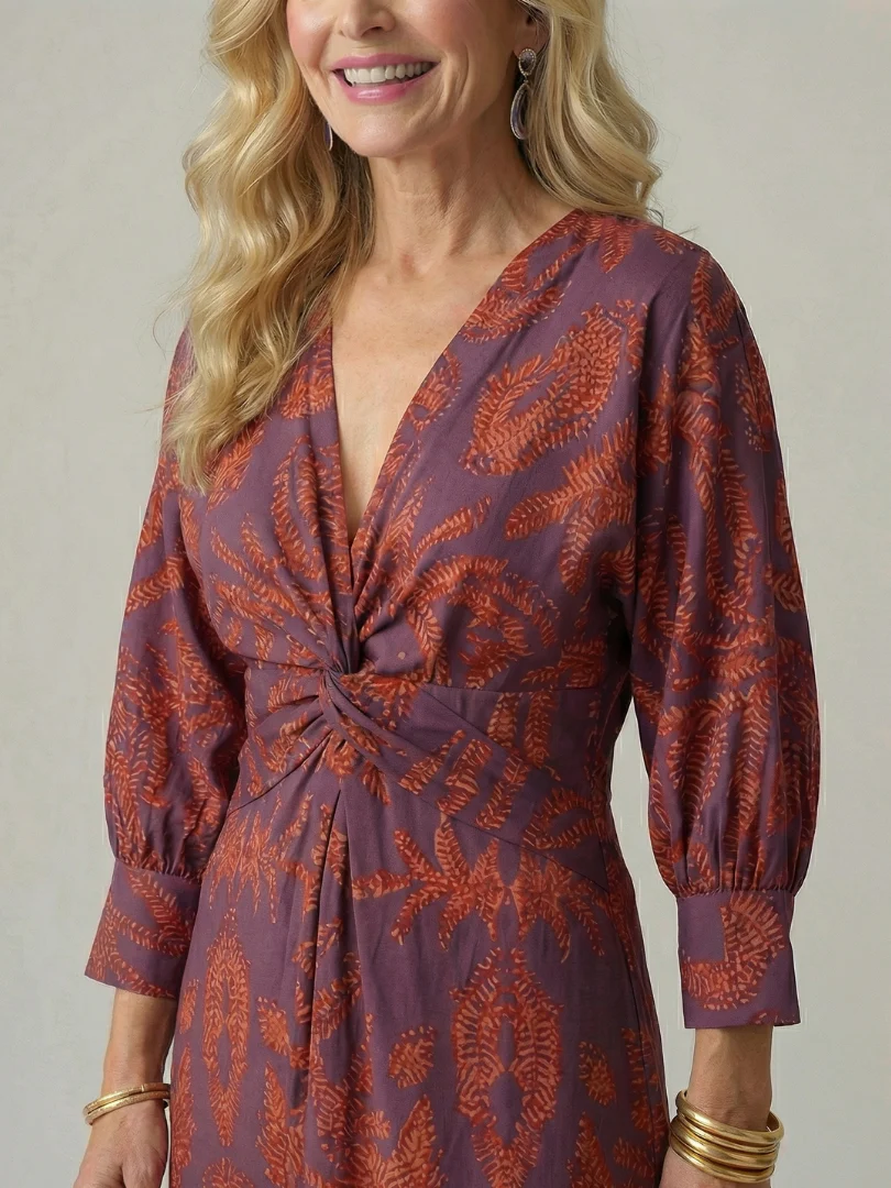 Robe midi femme cache-coeur naturelle - Douce et flatteuse - Image 15
