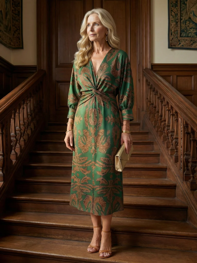Robe midi femme cache-coeur naturelle - Douce et flatteuse - Image 17