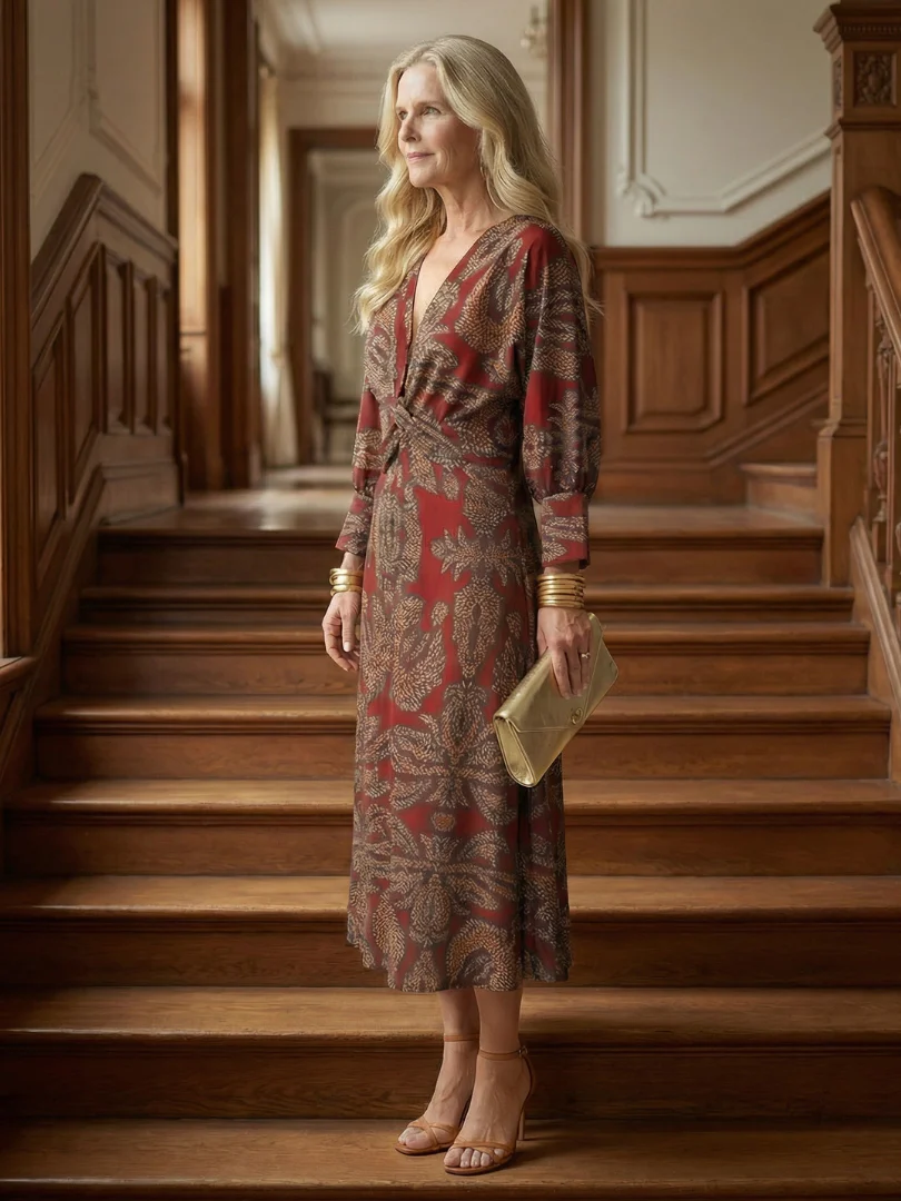Robe midi femme cache-coeur naturelle - Douce et flatteuse - Image 19
