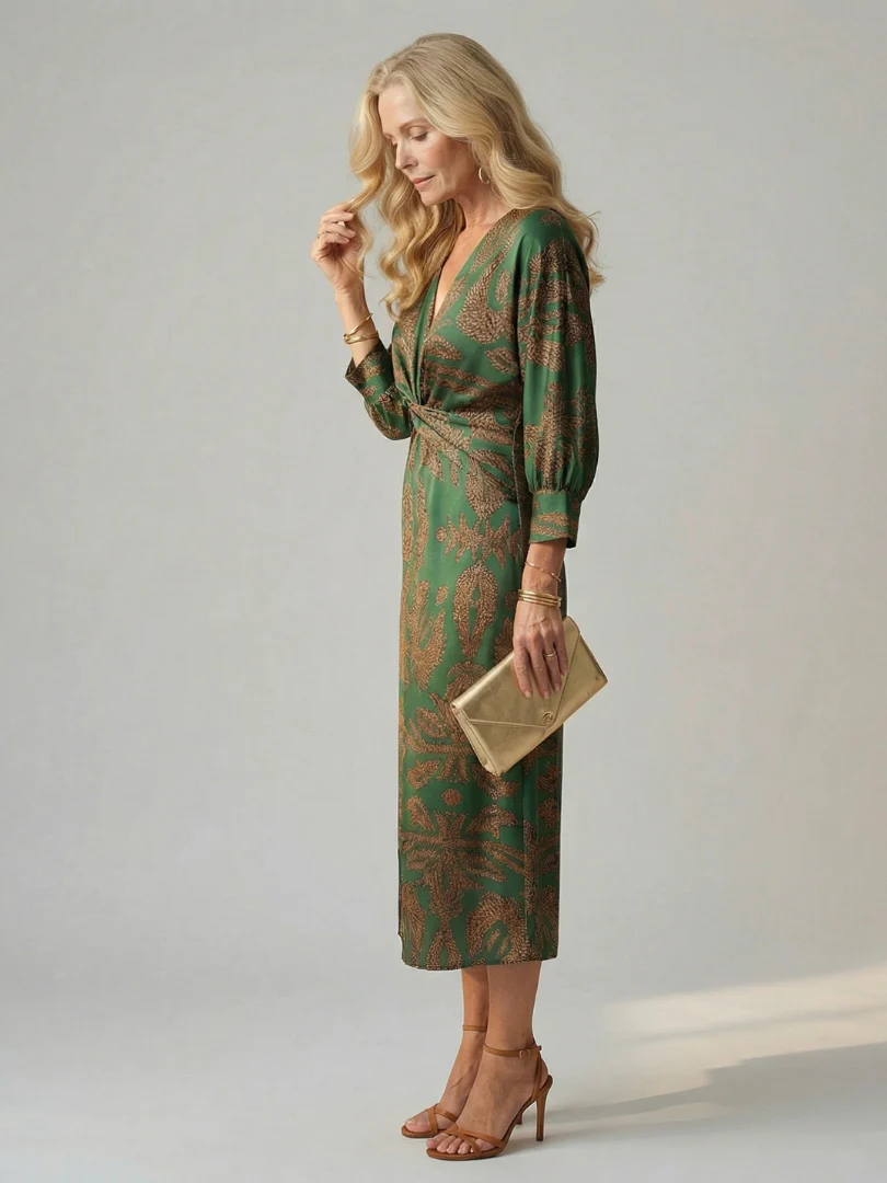 Robe midi femme cache-coeur naturelle - Douce et flatteuse - Image 2