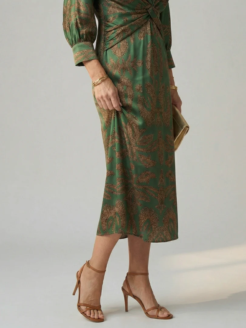 Robe midi femme cache-coeur naturelle - Douce et flatteuse - Image 3