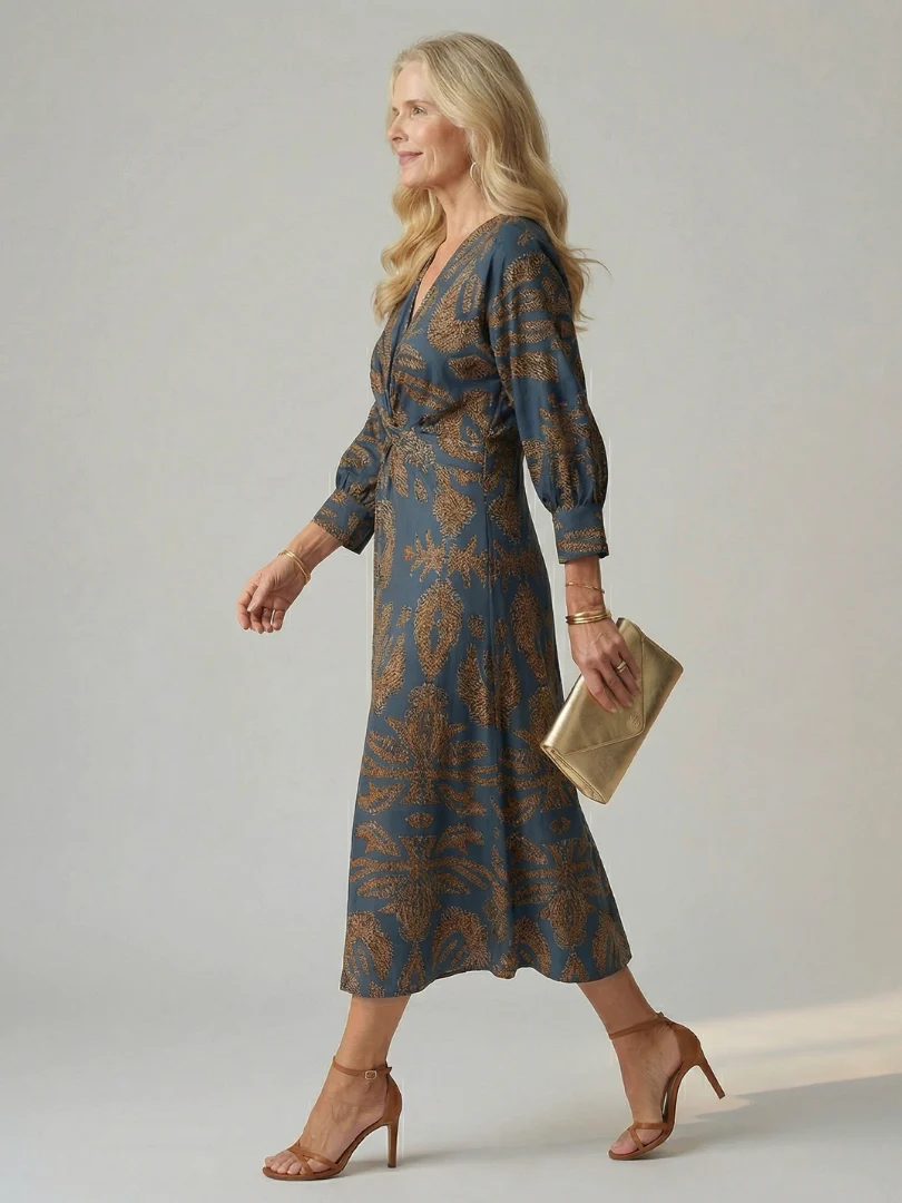 Robe midi femme cache-coeur naturelle - Douce et flatteuse - Image 6