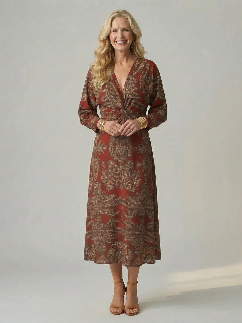 Robe midi femme cache-coeur naturelle - Douce et flatteuse - Image 9