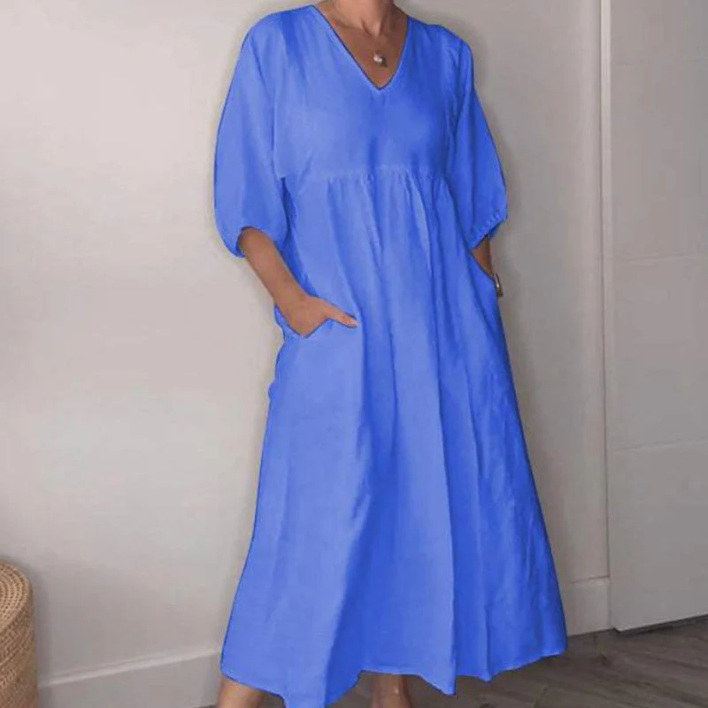 Robe midi femme col V confortable – Chic et fluide - Image 4