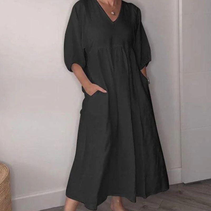 Robe midi femme col V confortable – Chic et fluide - Image 6