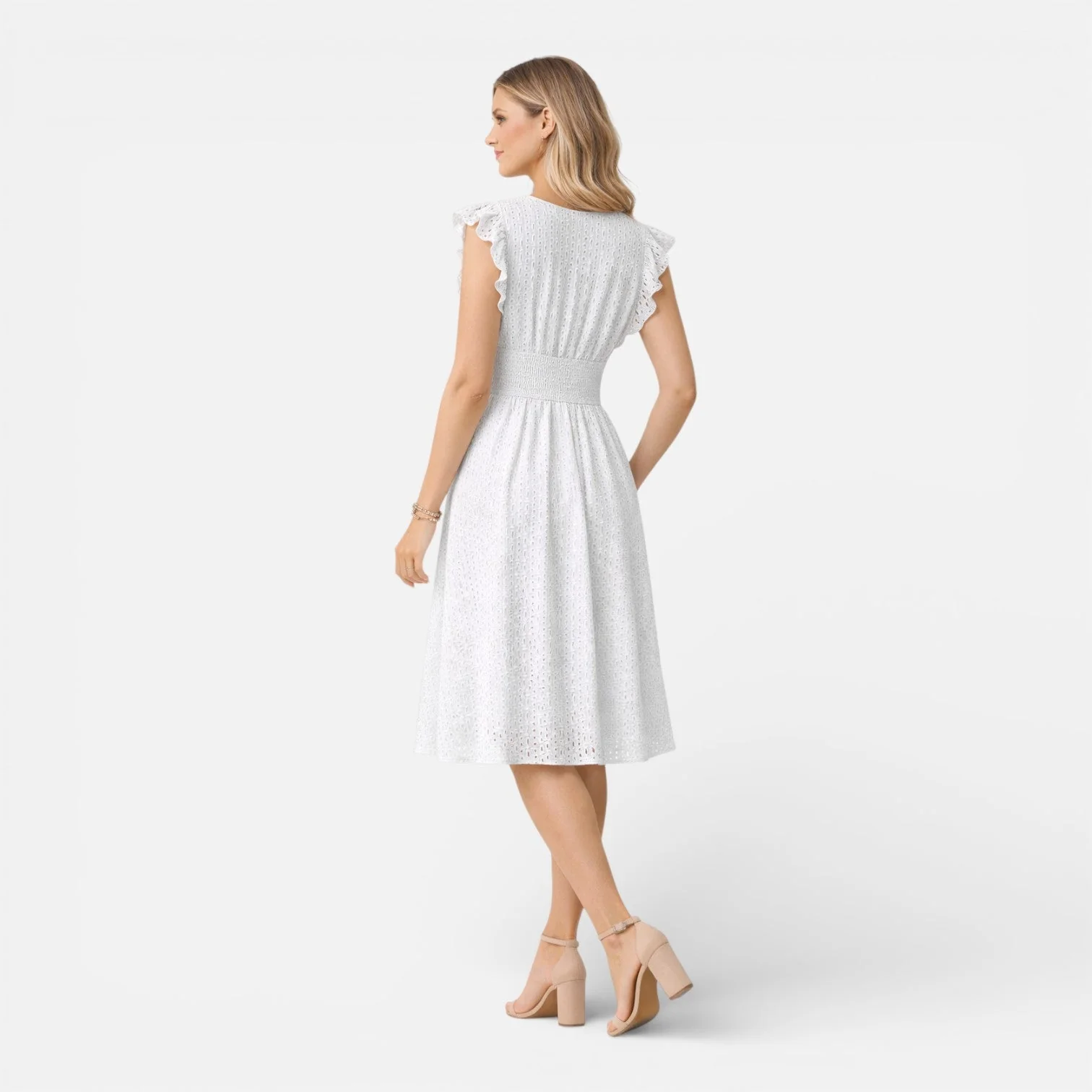Robe Midi Femme en Dentelle Brodée – Style Élégant Col V Été - Image 5