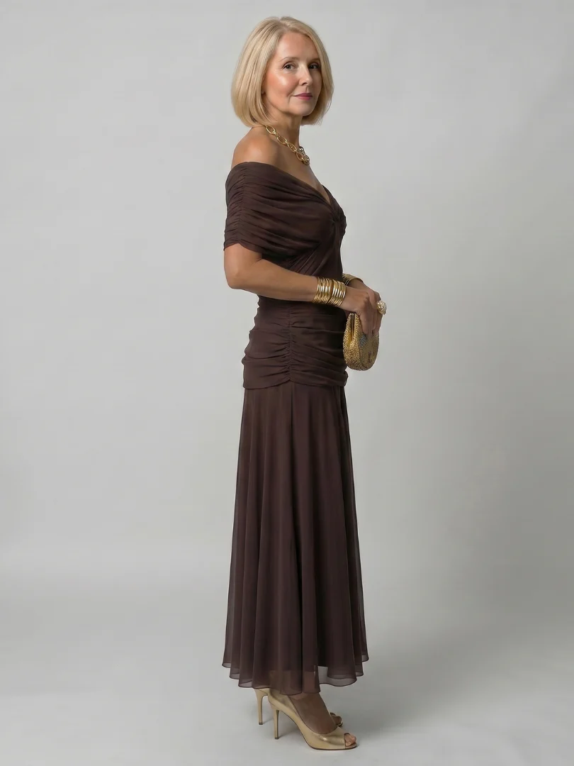 Robe midi femme epaules denudees - Fluide et romantique - Image 13