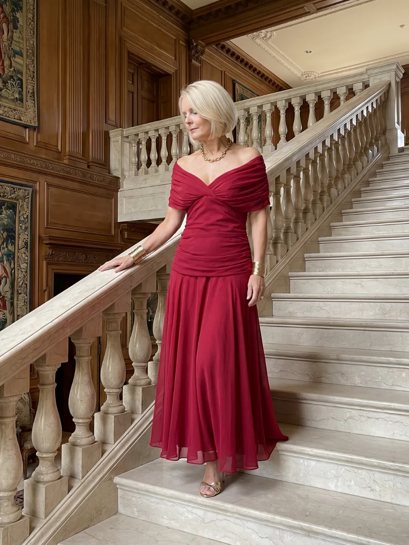 Robe midi femme epaules denudees - Fluide et romantique - Image 15