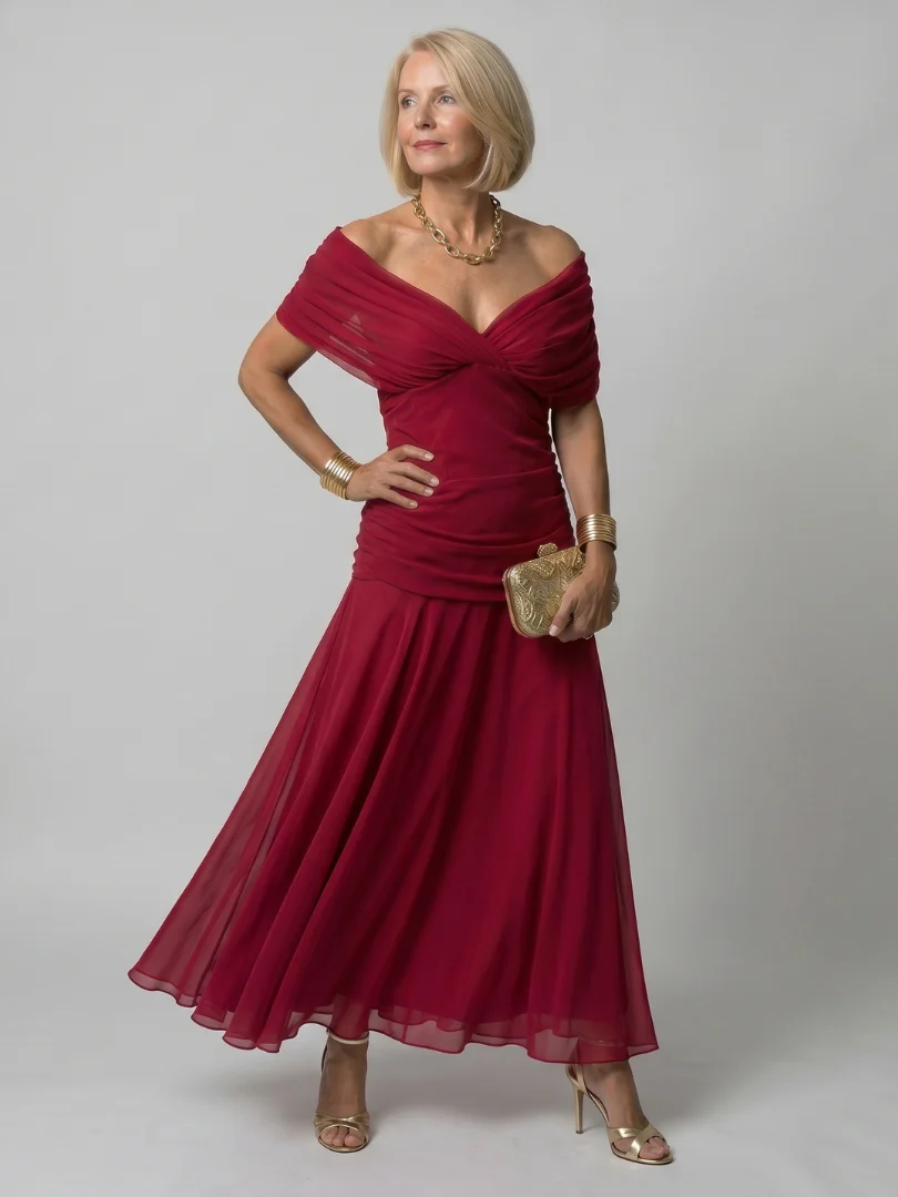 Robe midi femme epaules denudees - Fluide et romantique - Image 8