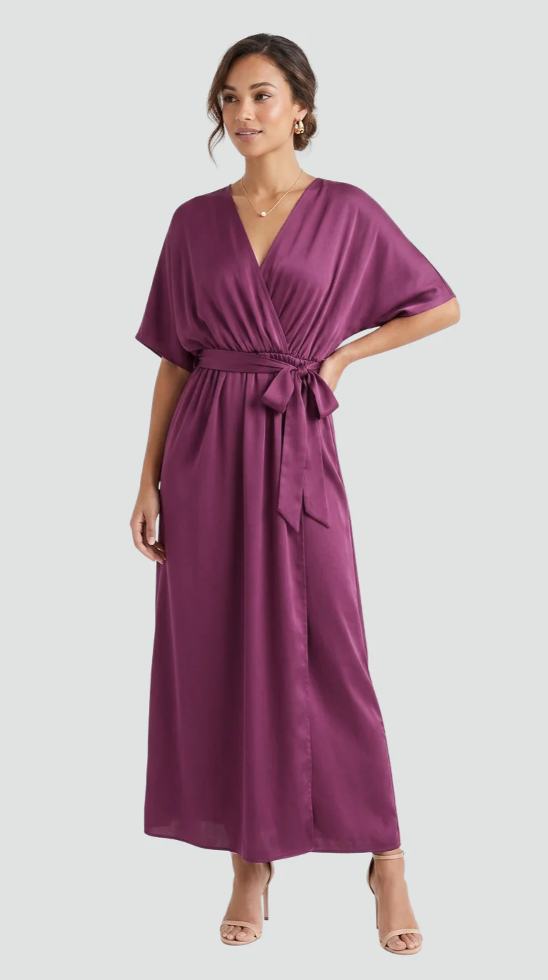 Robe midi femme portefeuille a nouer - Fluide et elegante - Image 12