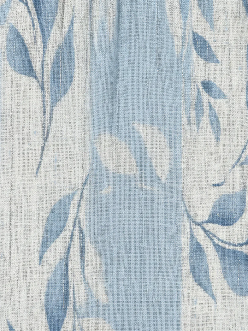 Robe midi femme sans manches à motif feuillage bleu – Ligne légère élégante - Image 4