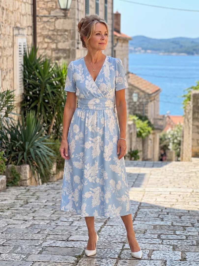 Robe midi fleurie femme col V manches courtes - Fluide et estivale - Image 6