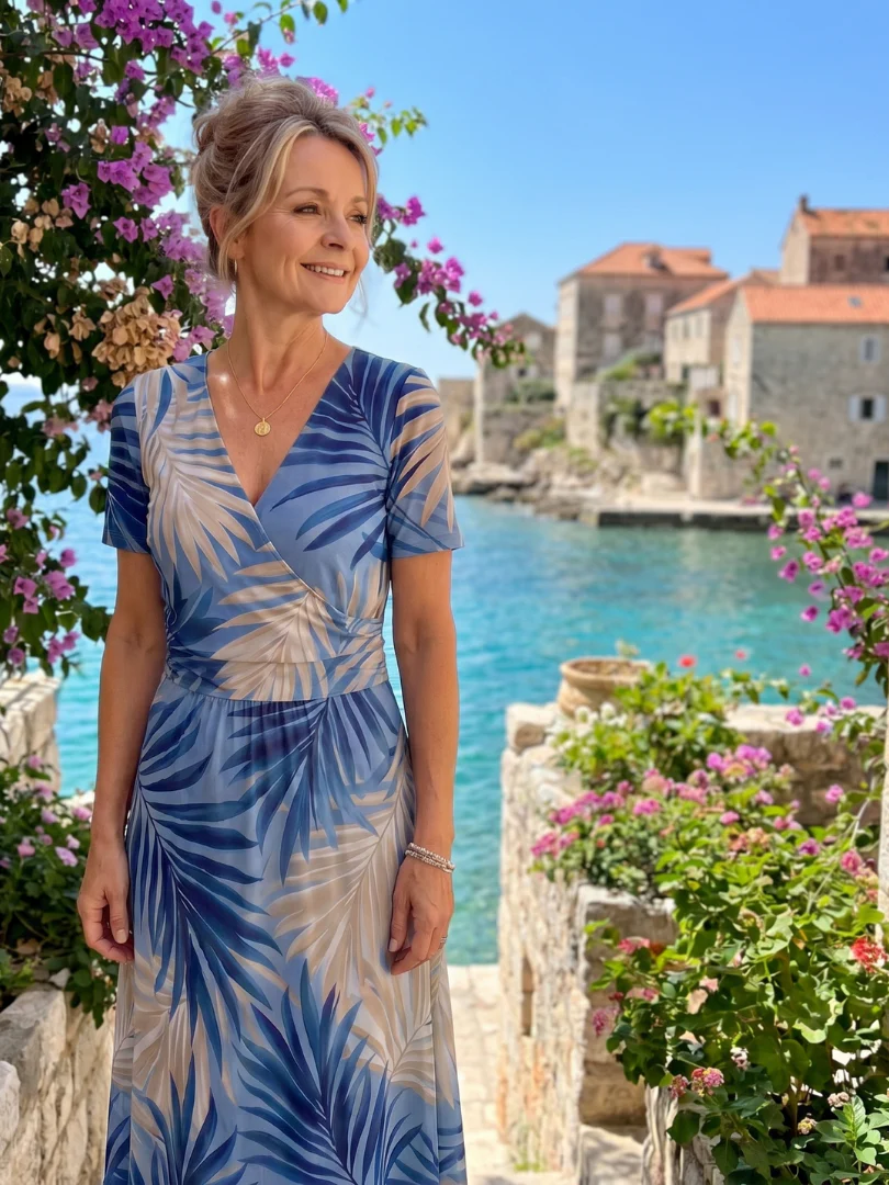 Robe midi fleurie femme col V manches courtes - Fluide et estivale - Image 9