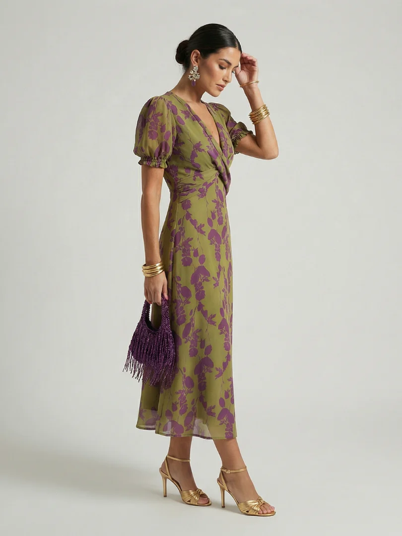 Robe midi fleurie femme coupe fluide - Decontractee et elegante - Image 2