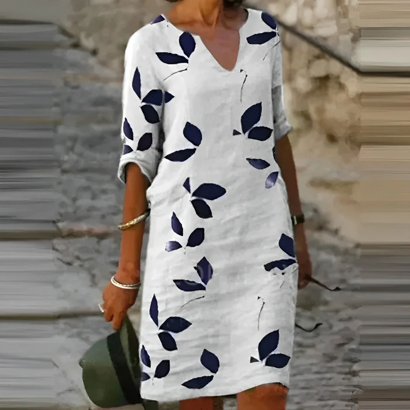 Robe Midi Florale Élégante Femme – Coupe Décontractée Col V pour l’Été - Image 2