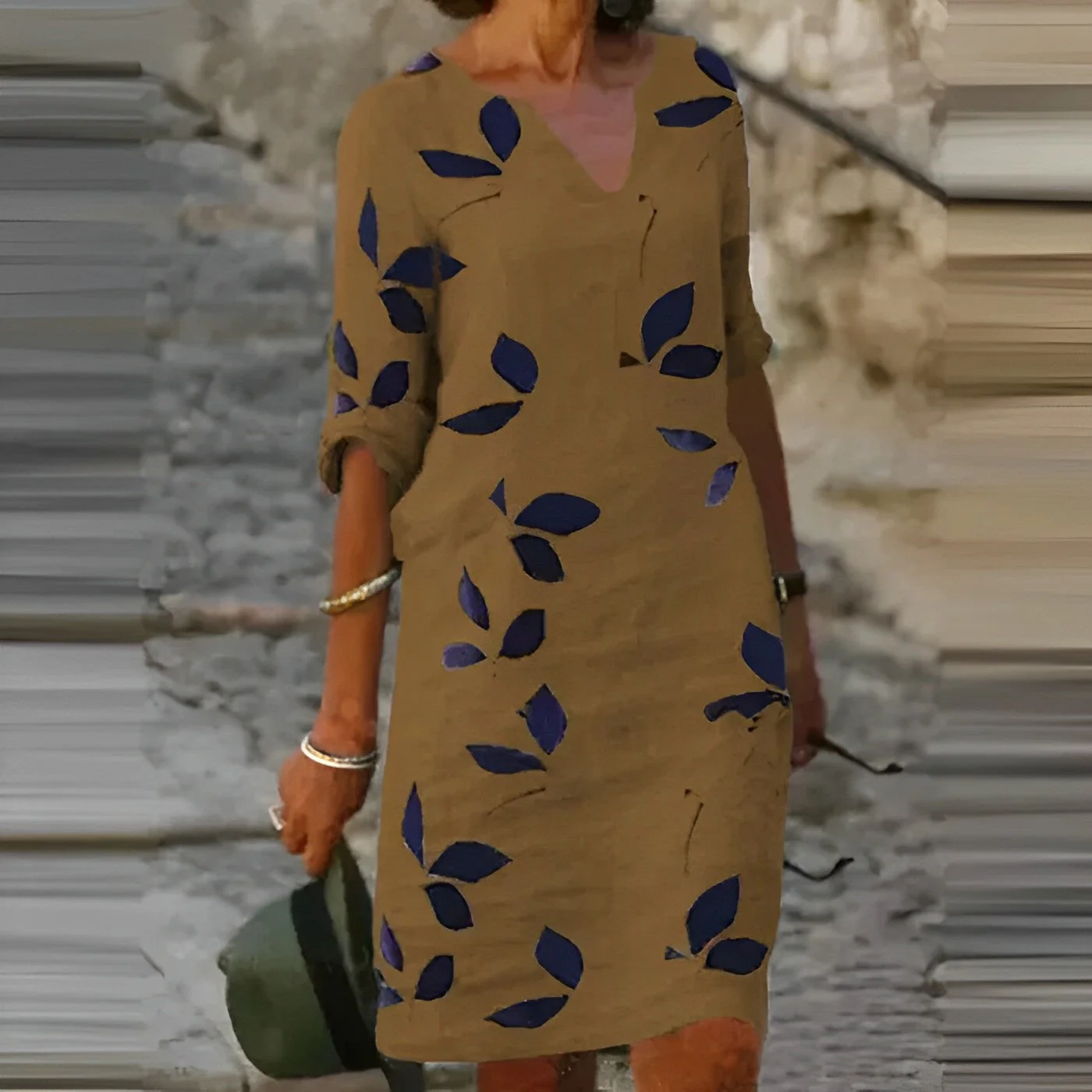 Robe Midi Florale Élégante Femme – Coupe Décontractée Col V pour l’Été - Image 4