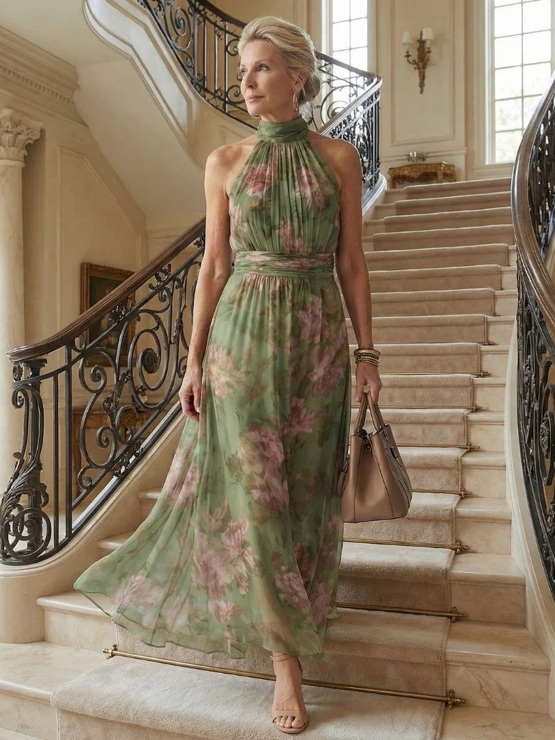 Robe midi froncee femme col halter - Elegante et feminine - Image 7