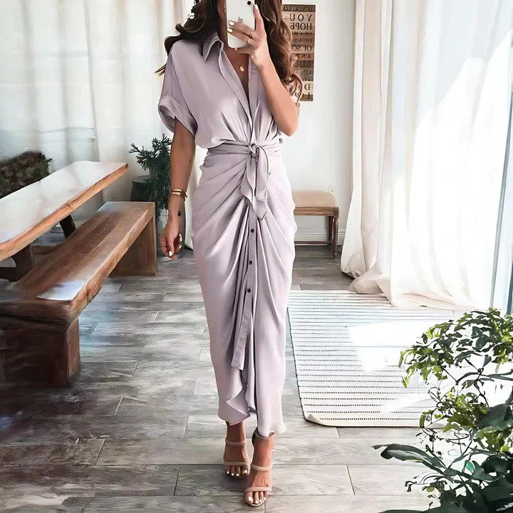 Robe midi froncée femme – Silhouette élégante et coupe ajustée - Image 10