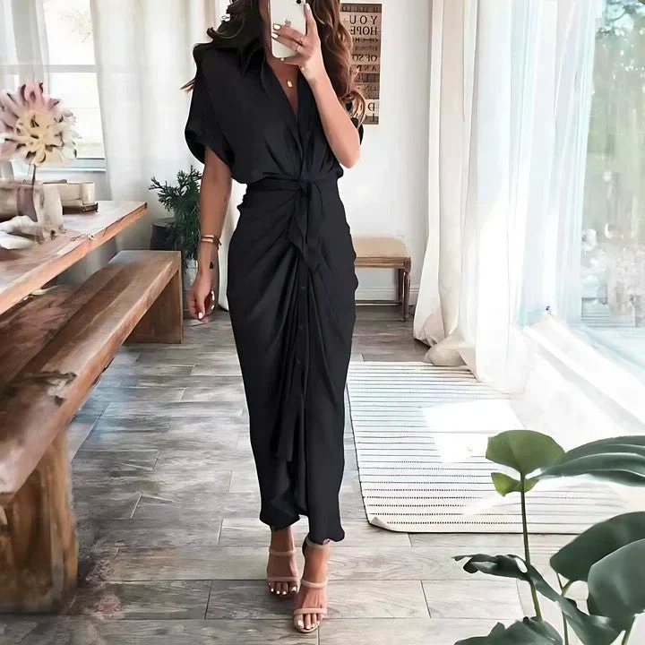 Robe midi froncée femme – Silhouette élégante et coupe ajustée - Image 3