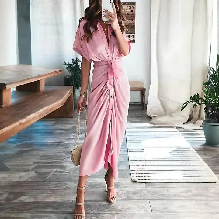 Robe midi froncée femme – Silhouette élégante et coupe ajustée - Image 5