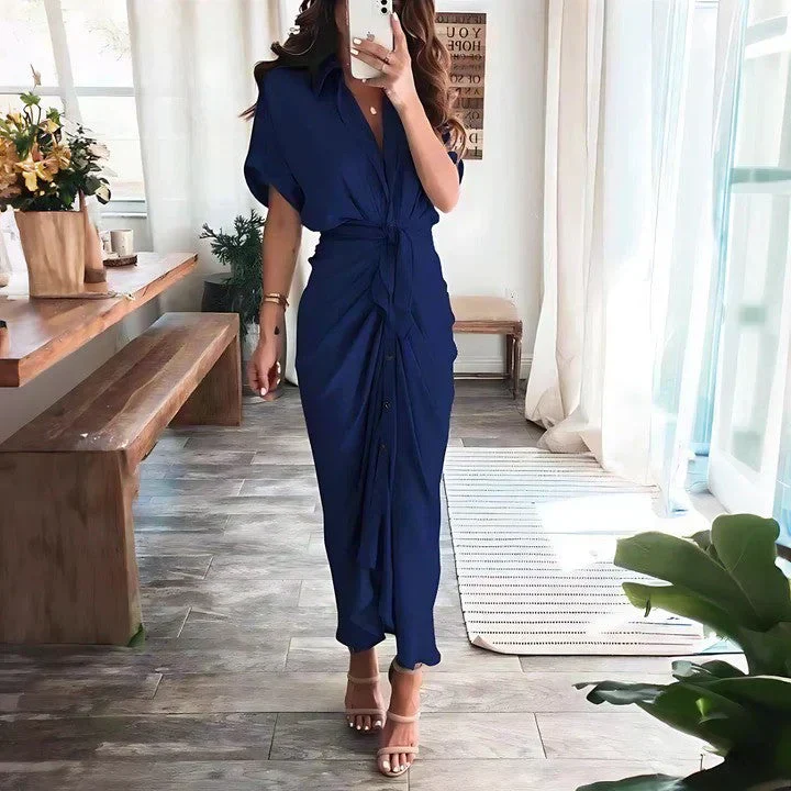 Robe midi froncée femme – Silhouette élégante et coupe ajustée - Image 6