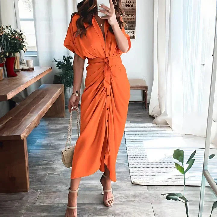 Robe midi froncée femme – Silhouette élégante et coupe ajustée - Image 7