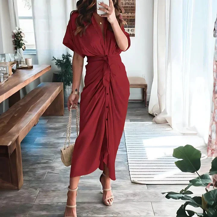 Robe midi froncée femme – Silhouette élégante et coupe ajustée - Image 8