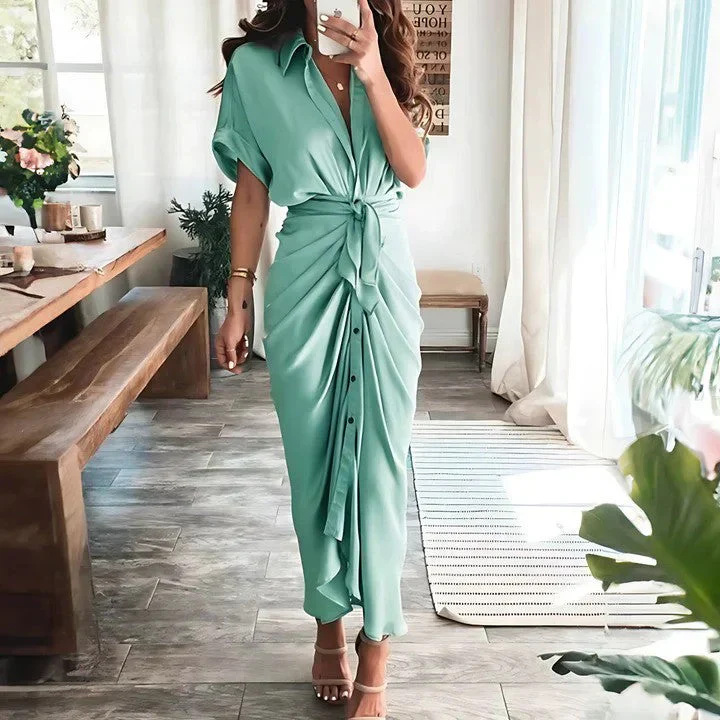 Robe midi froncée femme – Silhouette élégante et coupe ajustée - Image 9