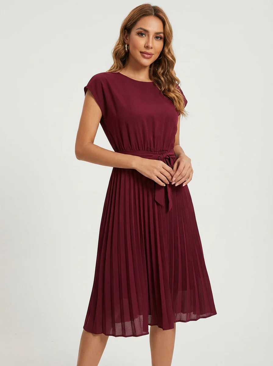 Robe midi plissée femme – Ceinturée et élégante - Image 10