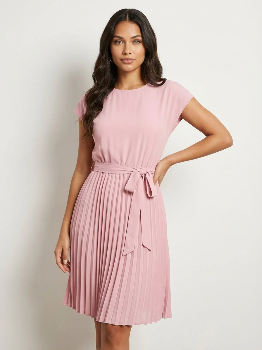 Robe midi plissée femme – Ceinturée et élégante - Image 5
