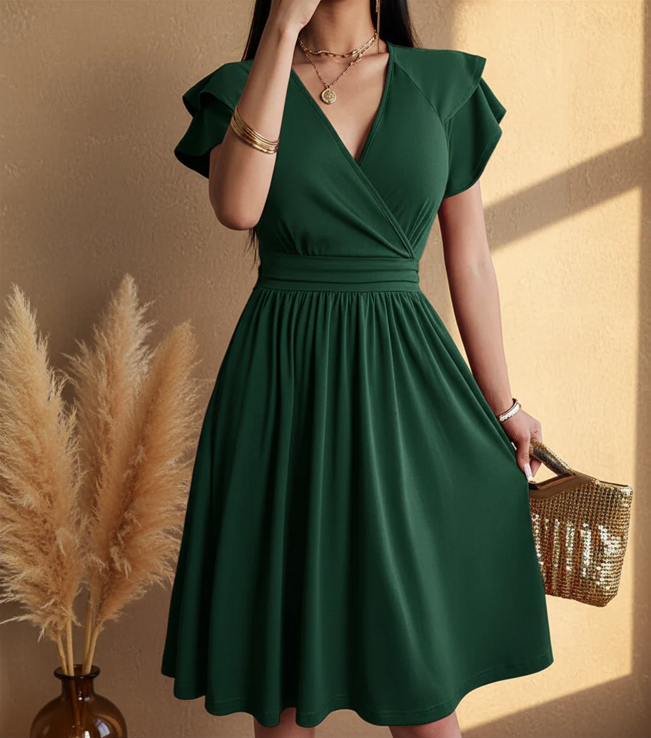 Robe midi portefeuille femme - Legere et elegante - Image 2