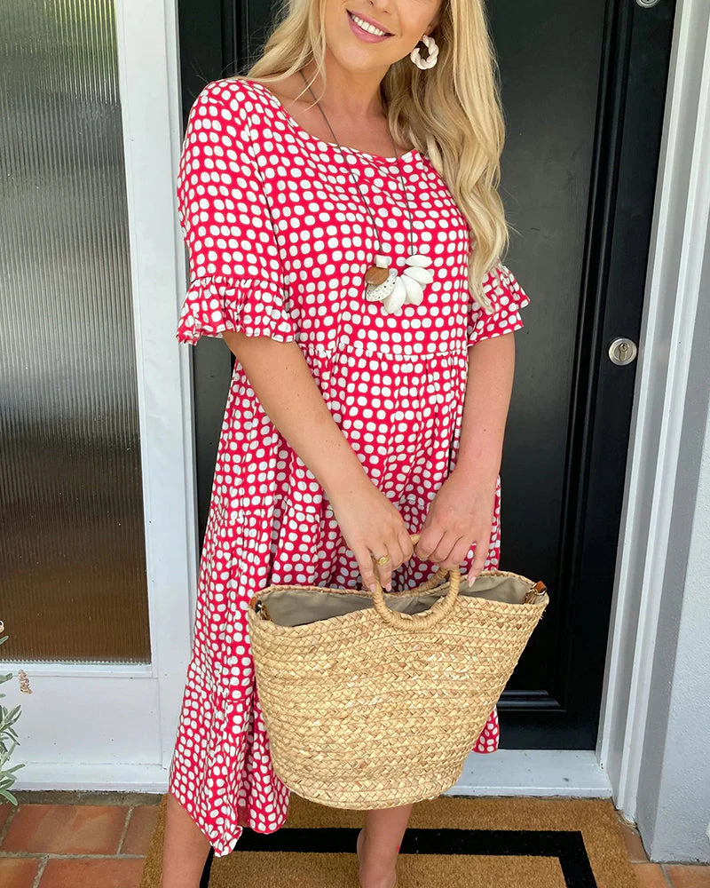Robe midi pour femme à col rond et imprimé à pois - Image 13