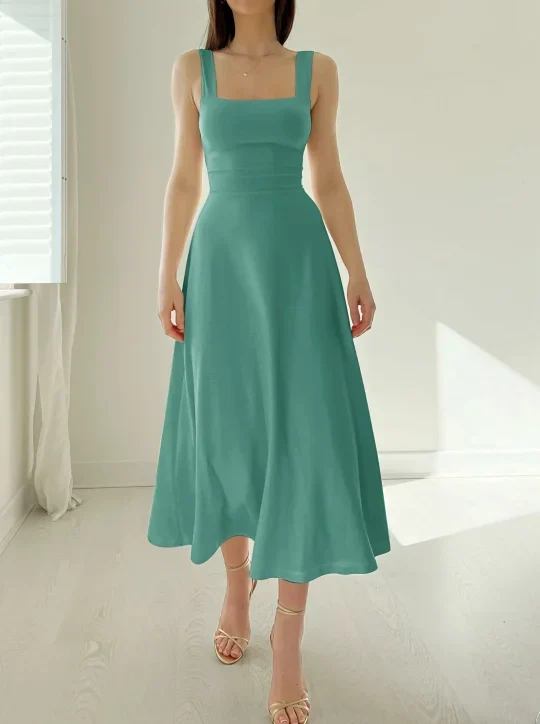 Robe midi réversible femme en bambou biologique – Robe confortable avec poches - Image 7