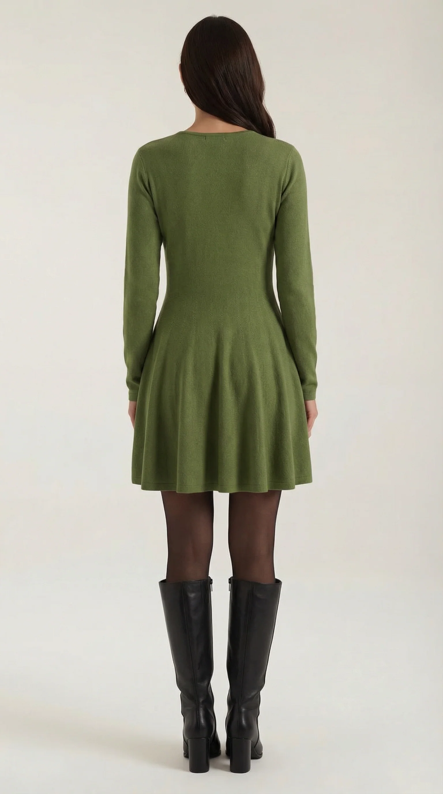 Robe Mini Élégante Plissée Femme – Manches Longues Col Rond - Image 13