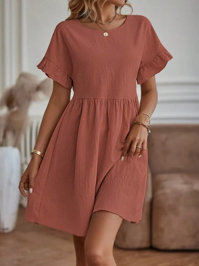 Robe Mini Femme à Col Rond – Élégante Style Décontracté au Quotidien - Image 4