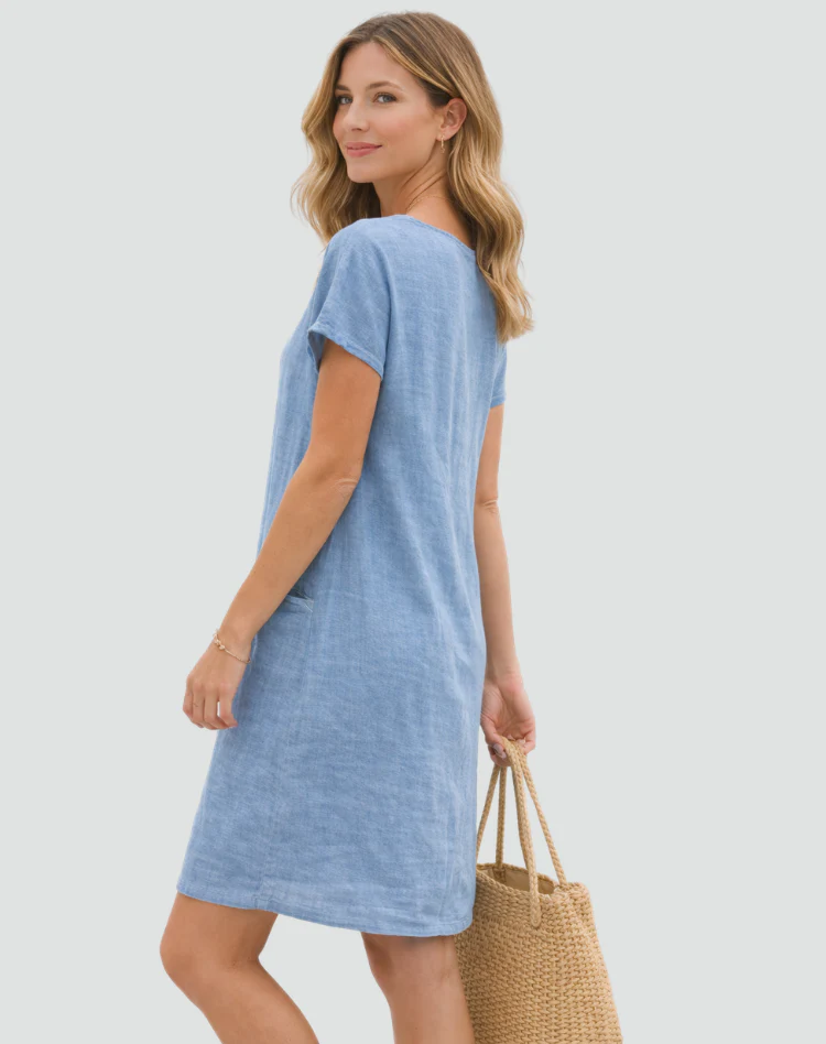 Robe mini femme en lin avec poches - Legere et decontractee - Image 5