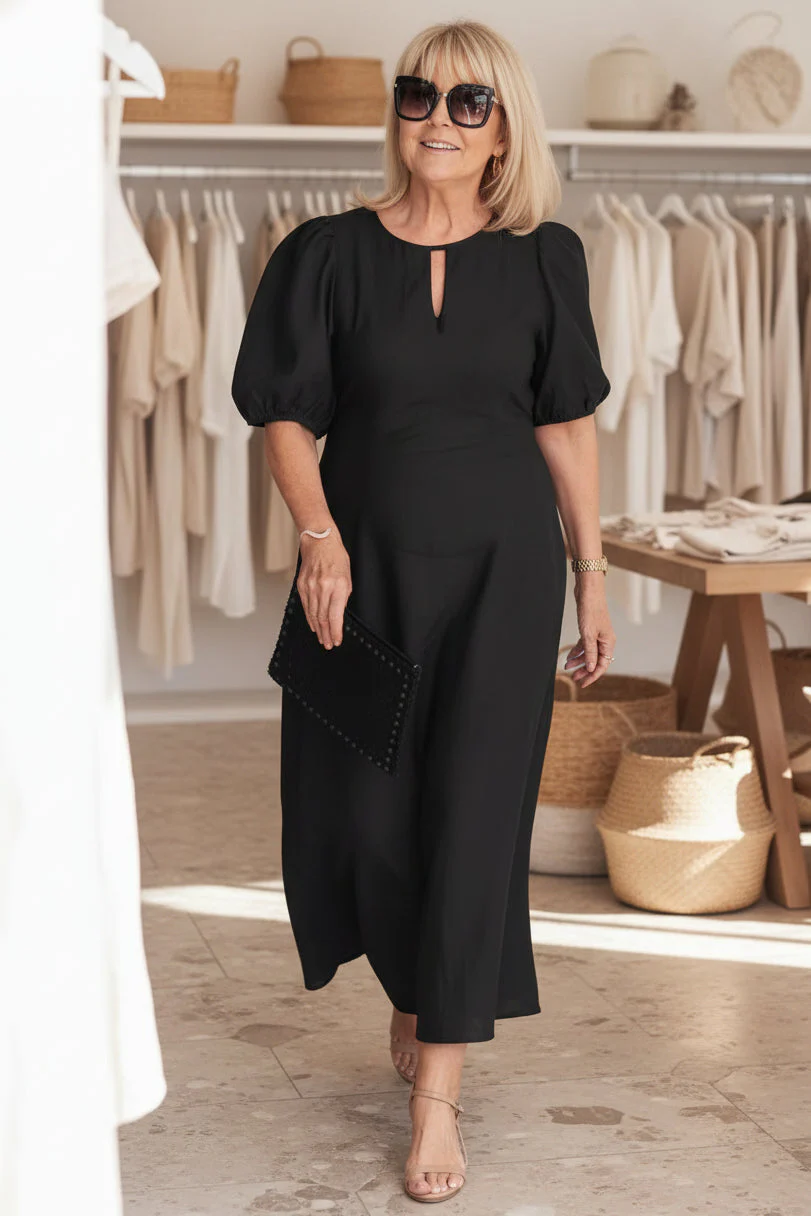 Robe Noire Longue Élégante Femme - Robe Habillée Chic et Intemporelle - Image 2