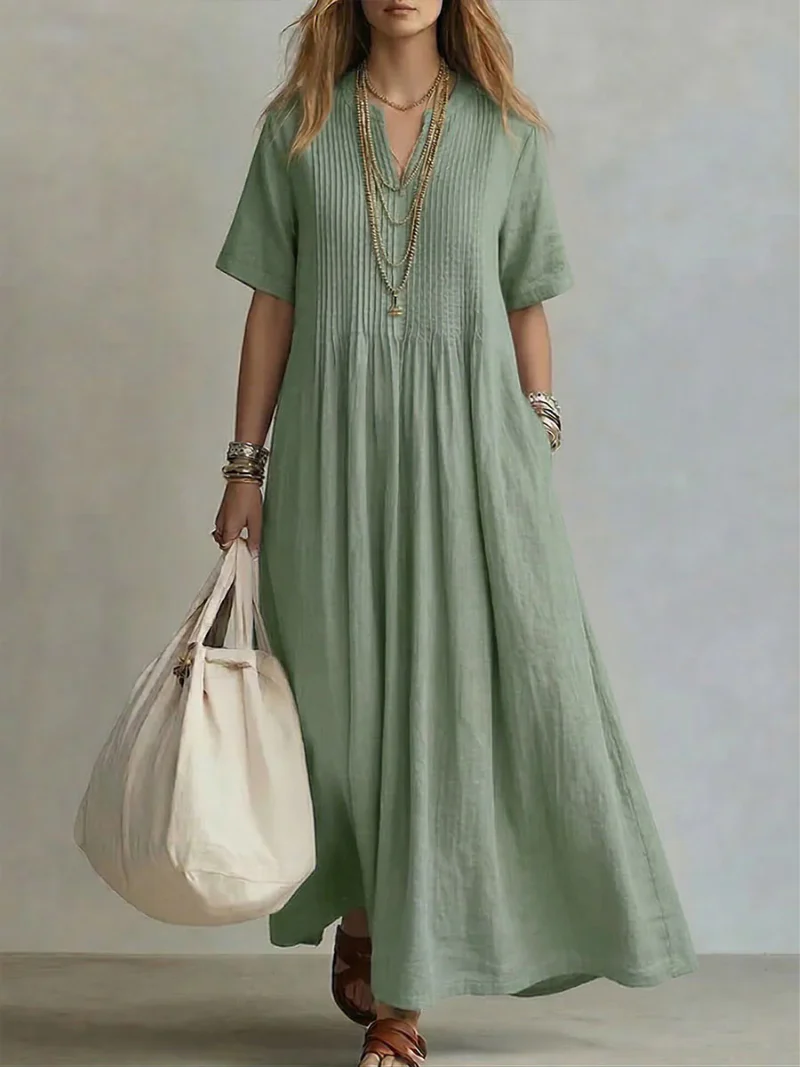Robe plissee femme sans manches - Elegante et legere - Image 2