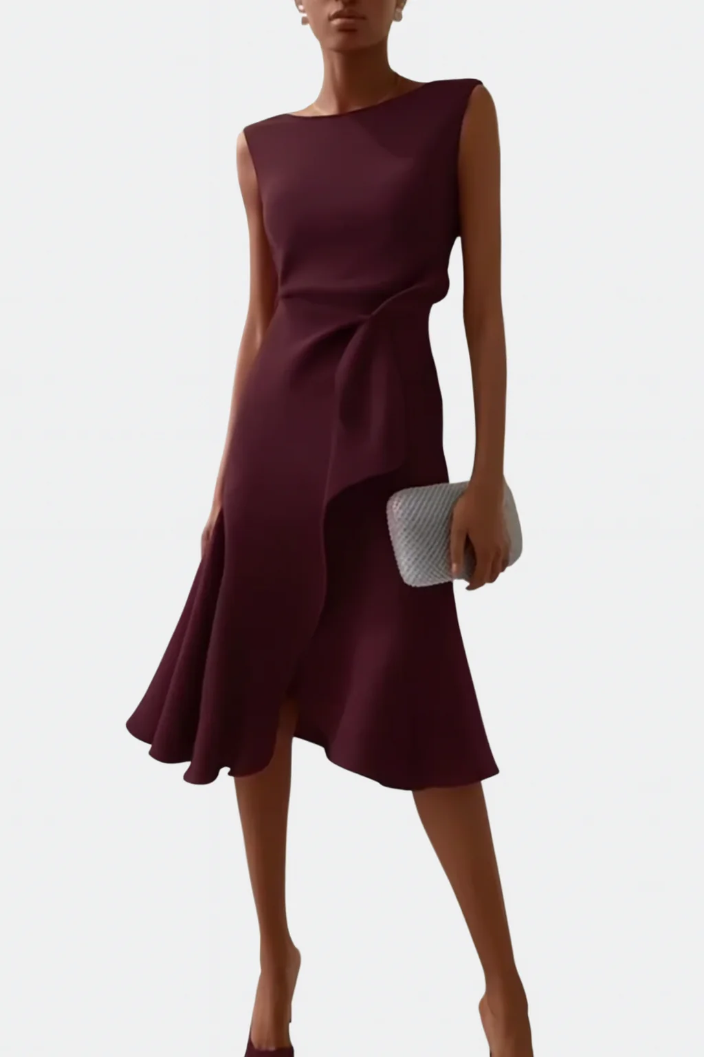 Robe portefeuille midi sans manches pour femme – Ourlet asymétrique, style élégant pour les fêtes d'été - Image 14