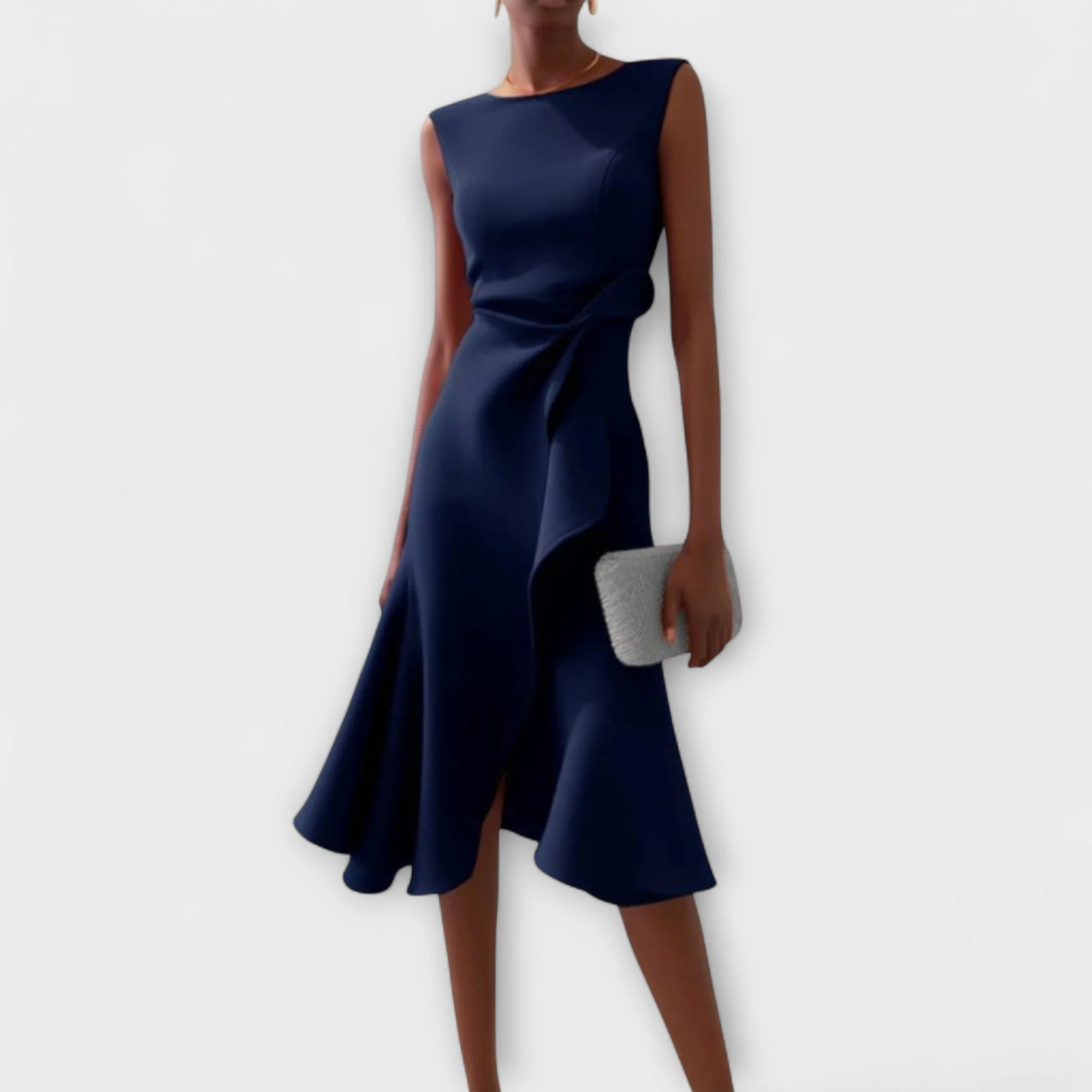 Robe portefeuille midi sans manches pour femme – Ourlet asymétrique, style élégant pour les fêtes d'été - Image 4