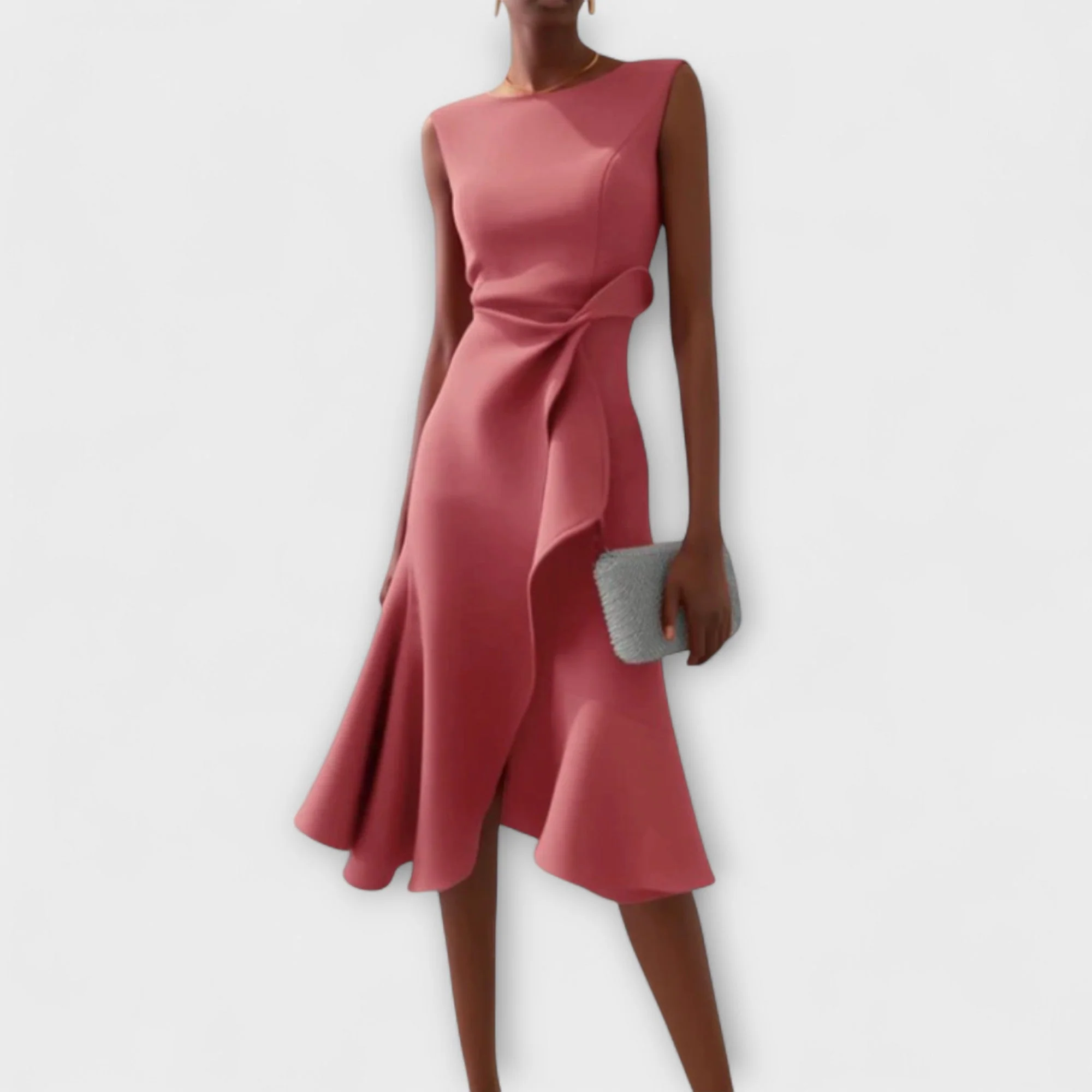 Robe portefeuille midi sans manches pour femme – Ourlet asymétrique, style élégant pour les fêtes d'été - Image 5