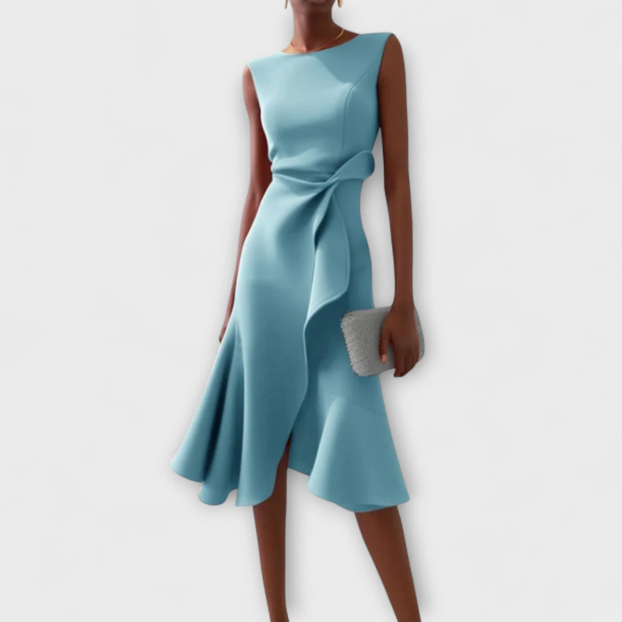 Robe portefeuille midi sans manches pour femme – Ourlet asymétrique, style élégant pour les fêtes d'été - Image 6