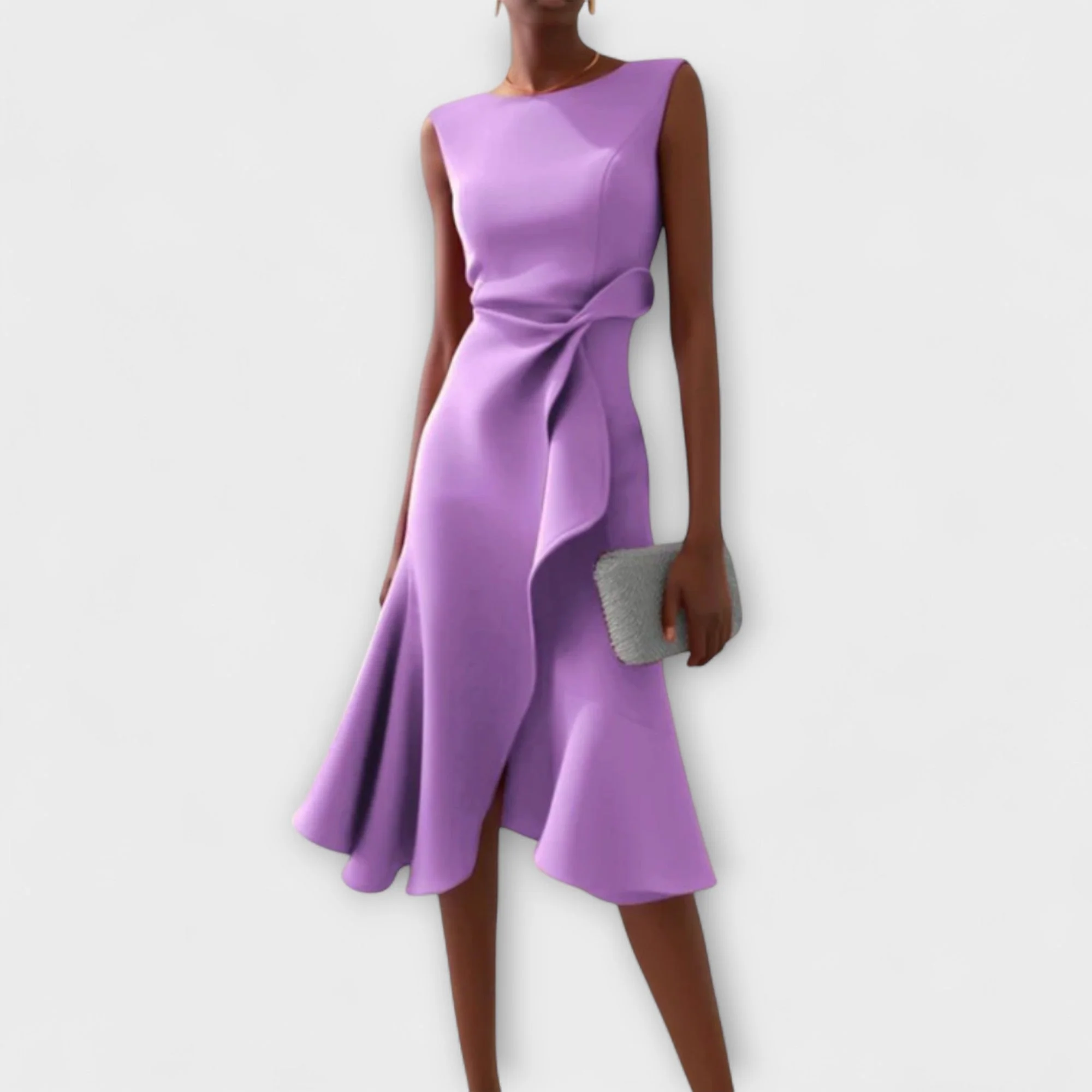Robe portefeuille midi sans manches pour femme – Ourlet asymétrique, style élégant pour les fêtes d'été - Image 7