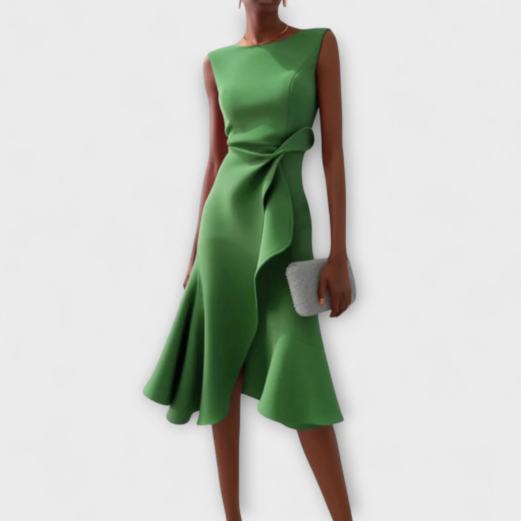 Robe portefeuille midi sans manches pour femme – Ourlet asymétrique, style élégant pour les fêtes d'été - Image 8